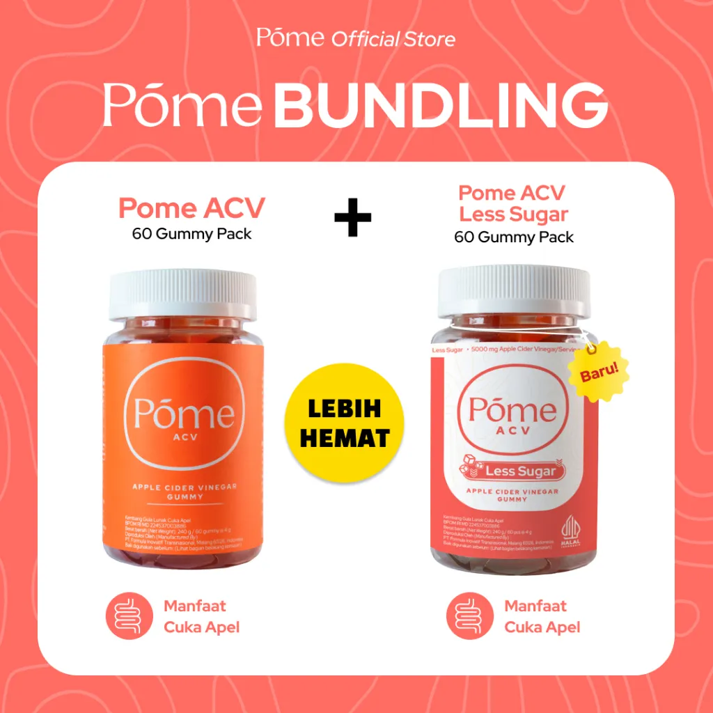 Pome Couple Bundling Special - 1 Botol Pome ACV dan 1 Botol Pome ACV Less Sugar