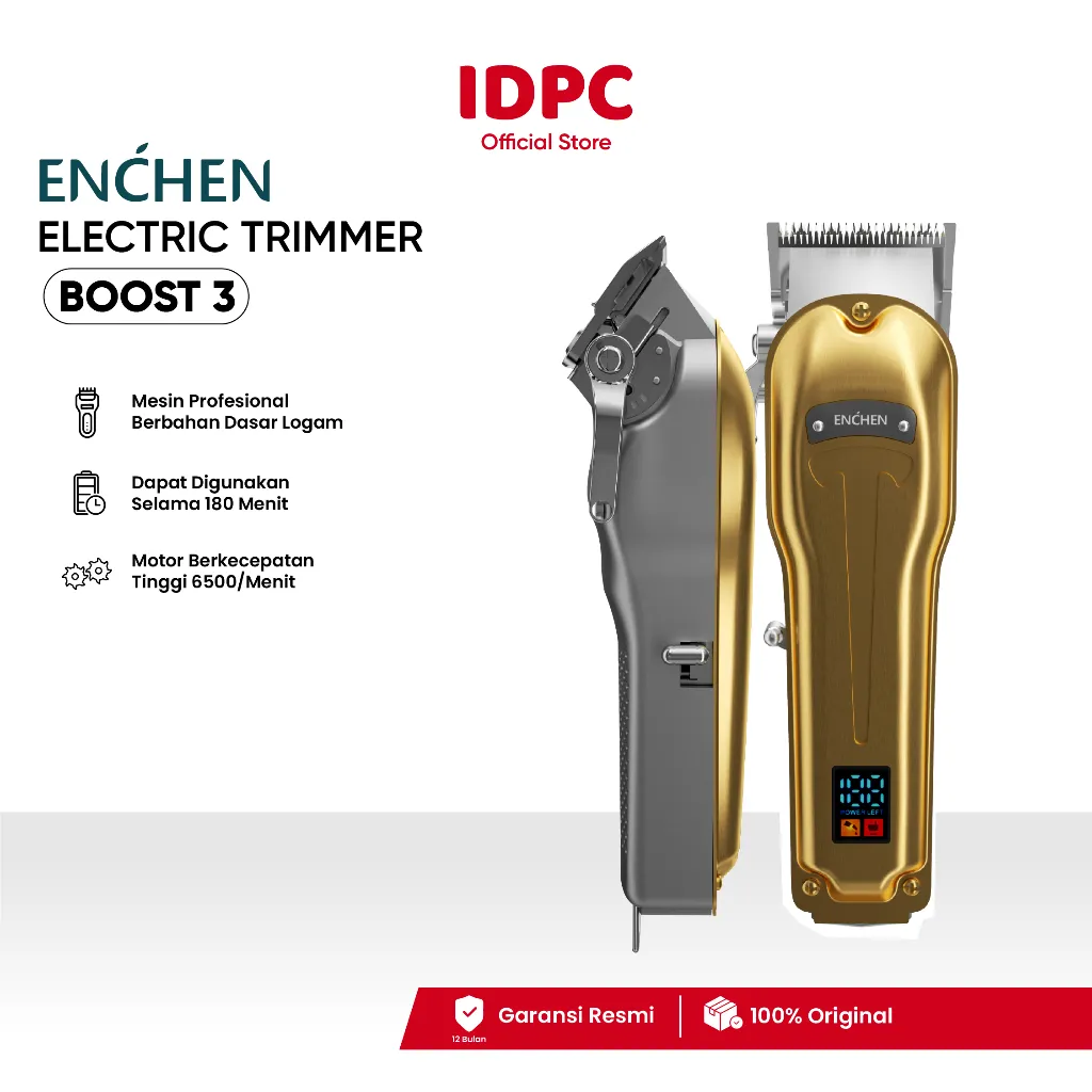 ENCHEN Boost 3 Alat Cukur Rambut Gold Hair Clipper Electric Metal Design