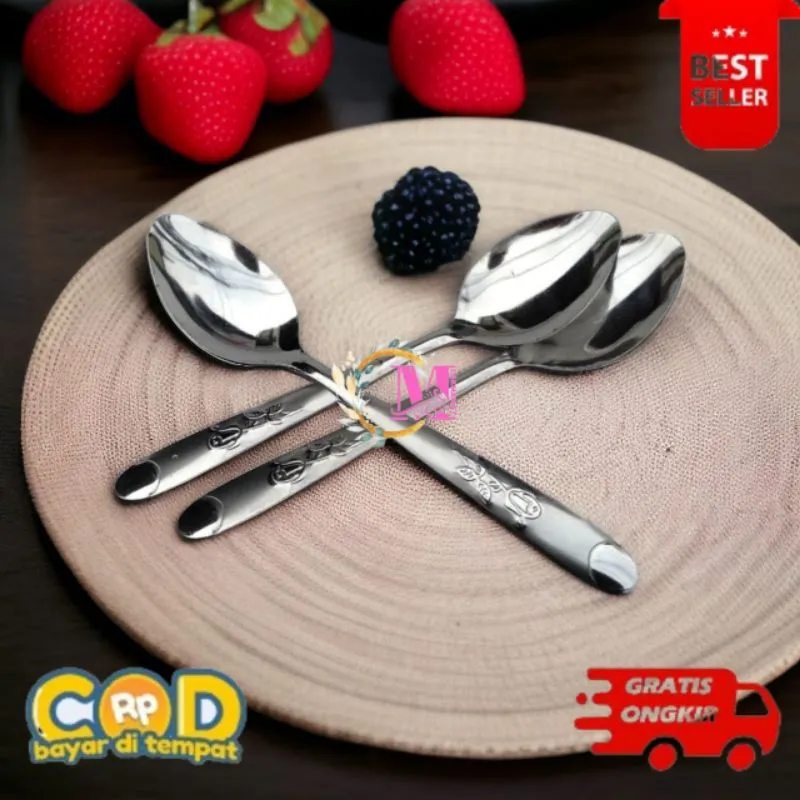 [CM] sendok makan ukir bunga stainless steel isi 12 pcs
