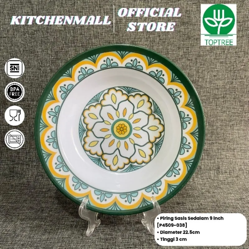 Piring Melamin 9 inch Motif-TANPA BOX - P4509