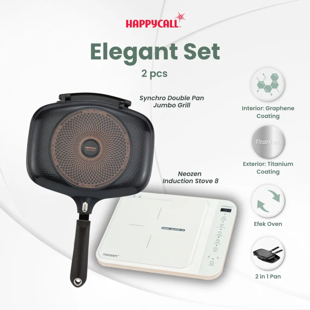 Happycall Double Pan Induksi IH Synchro Grill 30cm & Kompor Induksi Neozen IH8