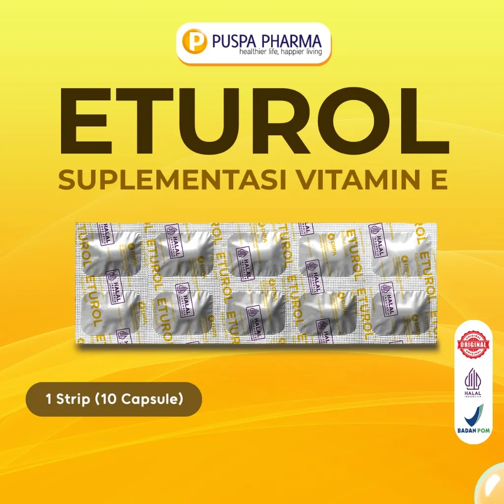 Eturol (Strip) - Vitamin E 400 IU - Untuk membantu menjaga daya tahan tubuh & kelembapan kulit