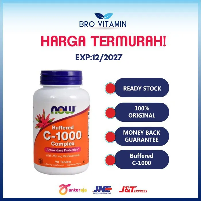 NOW FOODS Vitamin C Buffered C-1000 Complex 250mg Bioflavonoids 90Tabs aman dilambung