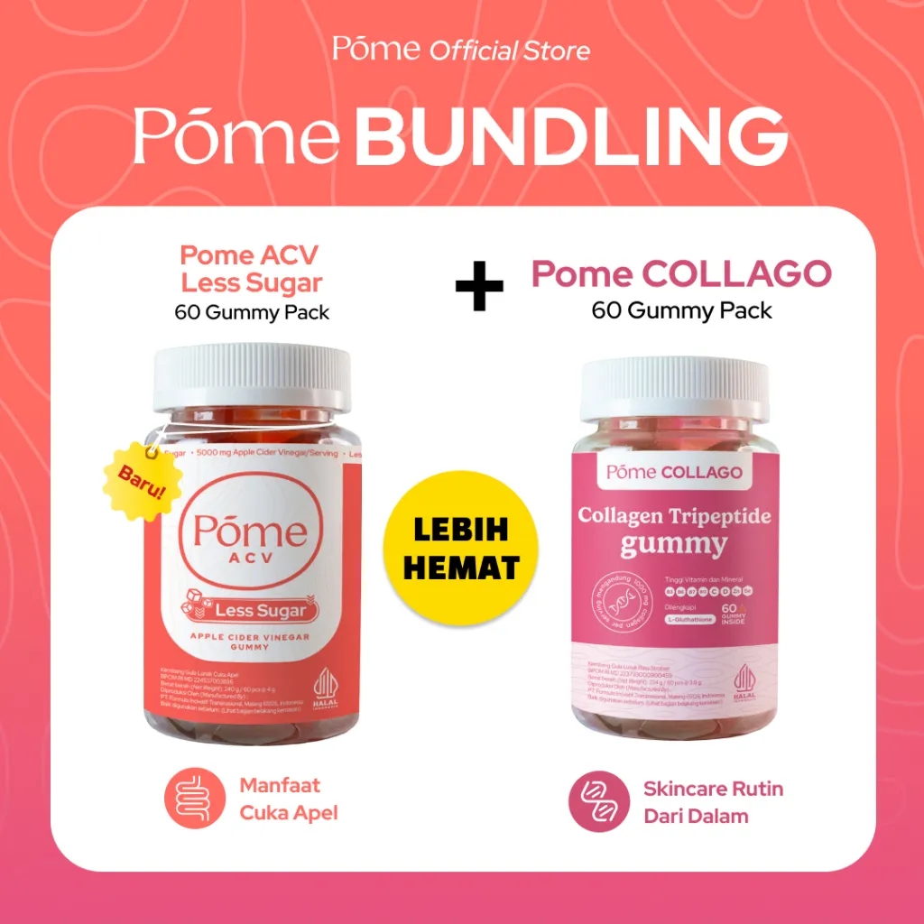 POME BUNDLING (Pome COLLAGO 1 Botol & Pome ACV Less Sugar 1 Botol) - Lebih Hemat!
