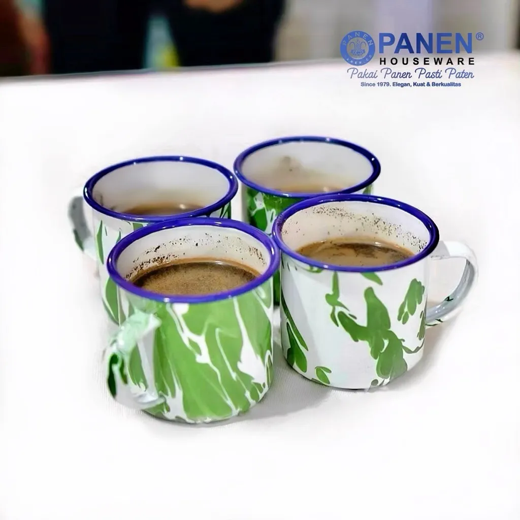 Panen Cangkir Enamel Jadul Sekar 7cm Mug / Gelas Kopi Batik Blirik Seng Kaleng Vintage