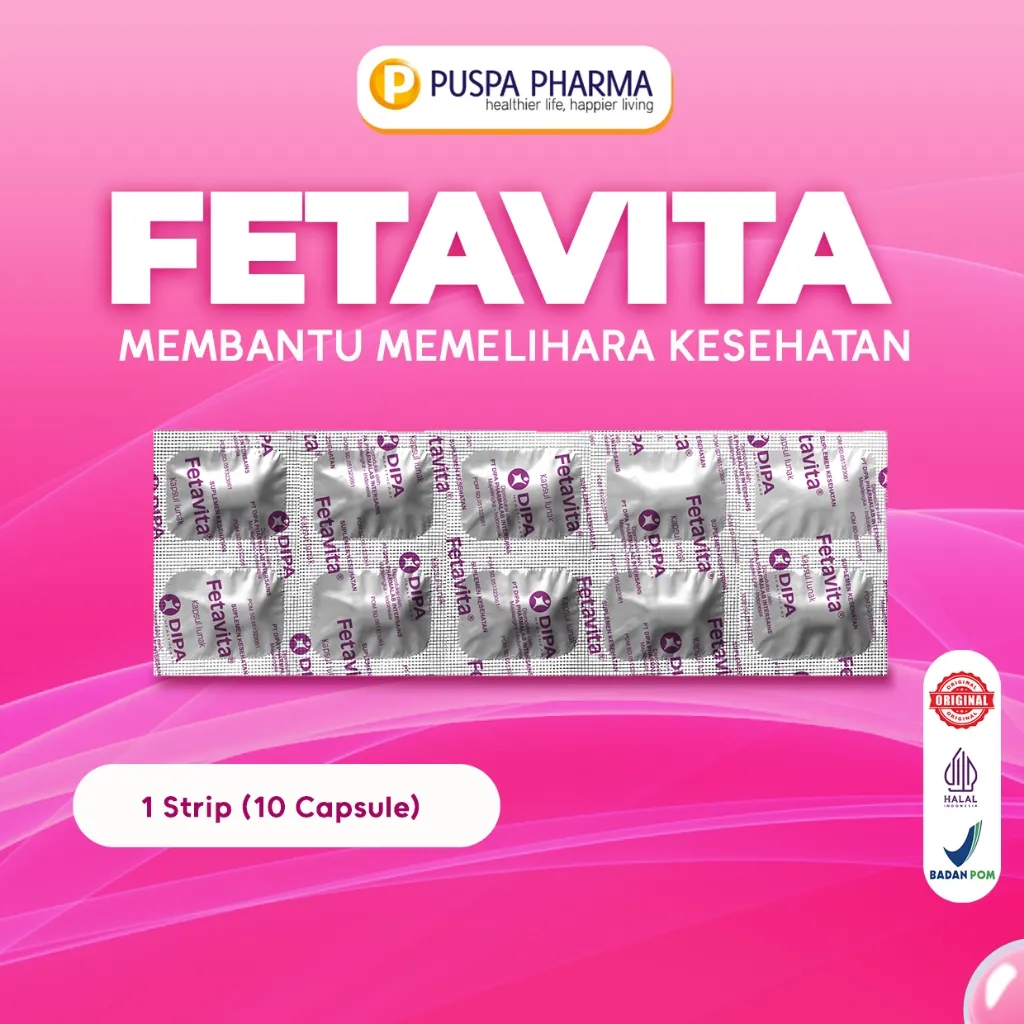 Fetavita (Satuan Strip) Membantu memelihara kesehatan tubuh - Asam Folat & Fish Oil - 10 kapsul/Strip