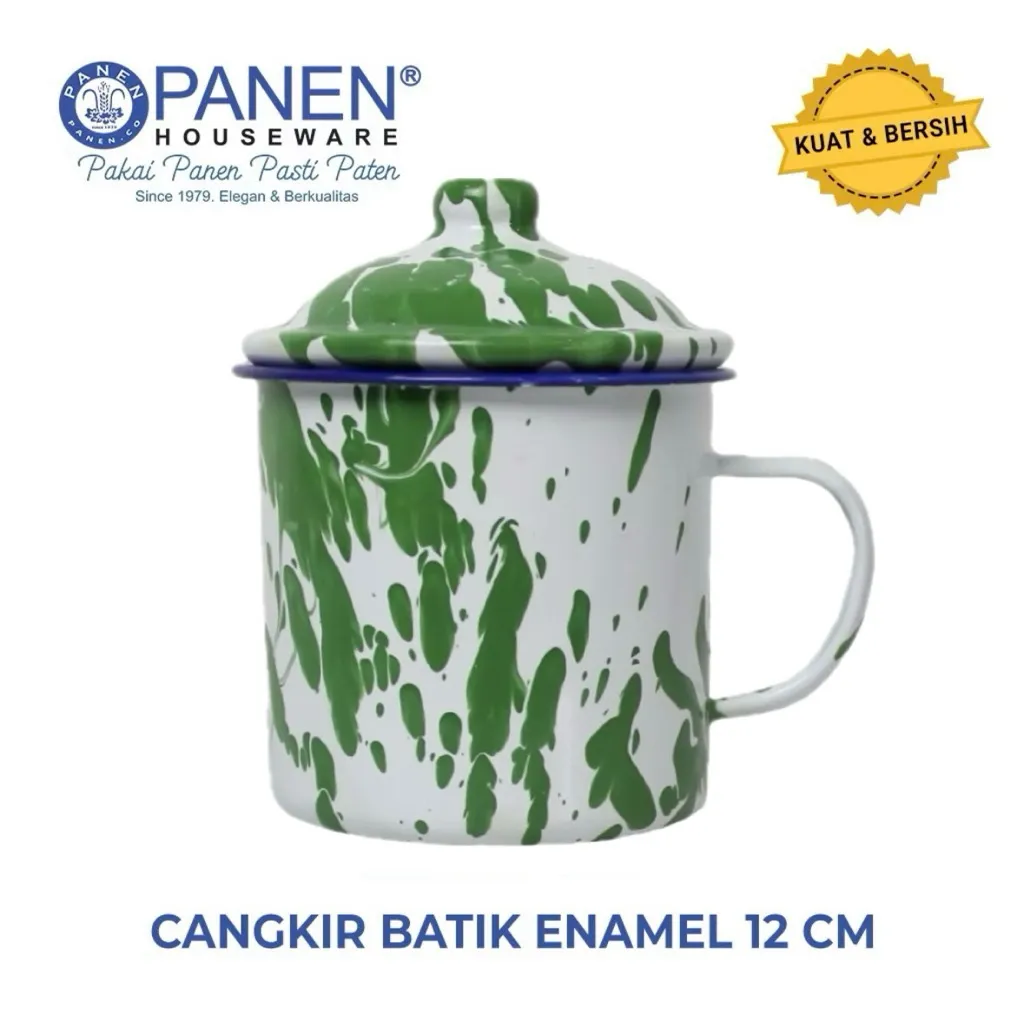 Panen Cangkir Enamel Sekar Motif Batik / Cangkir Blirik / Cangkir Jadul Vintage