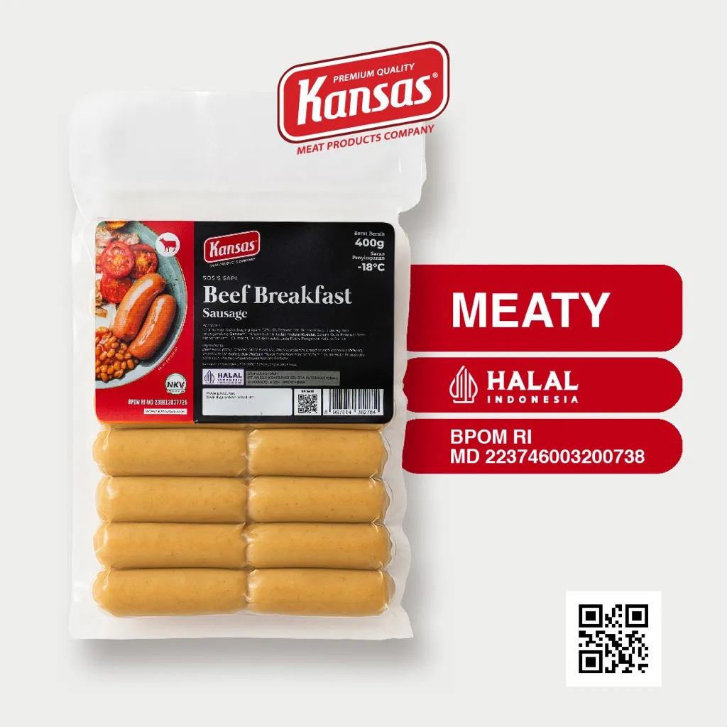 Kansas Beef Breakfast Smoked 400gr (16 pcs) - Sosis Sapi