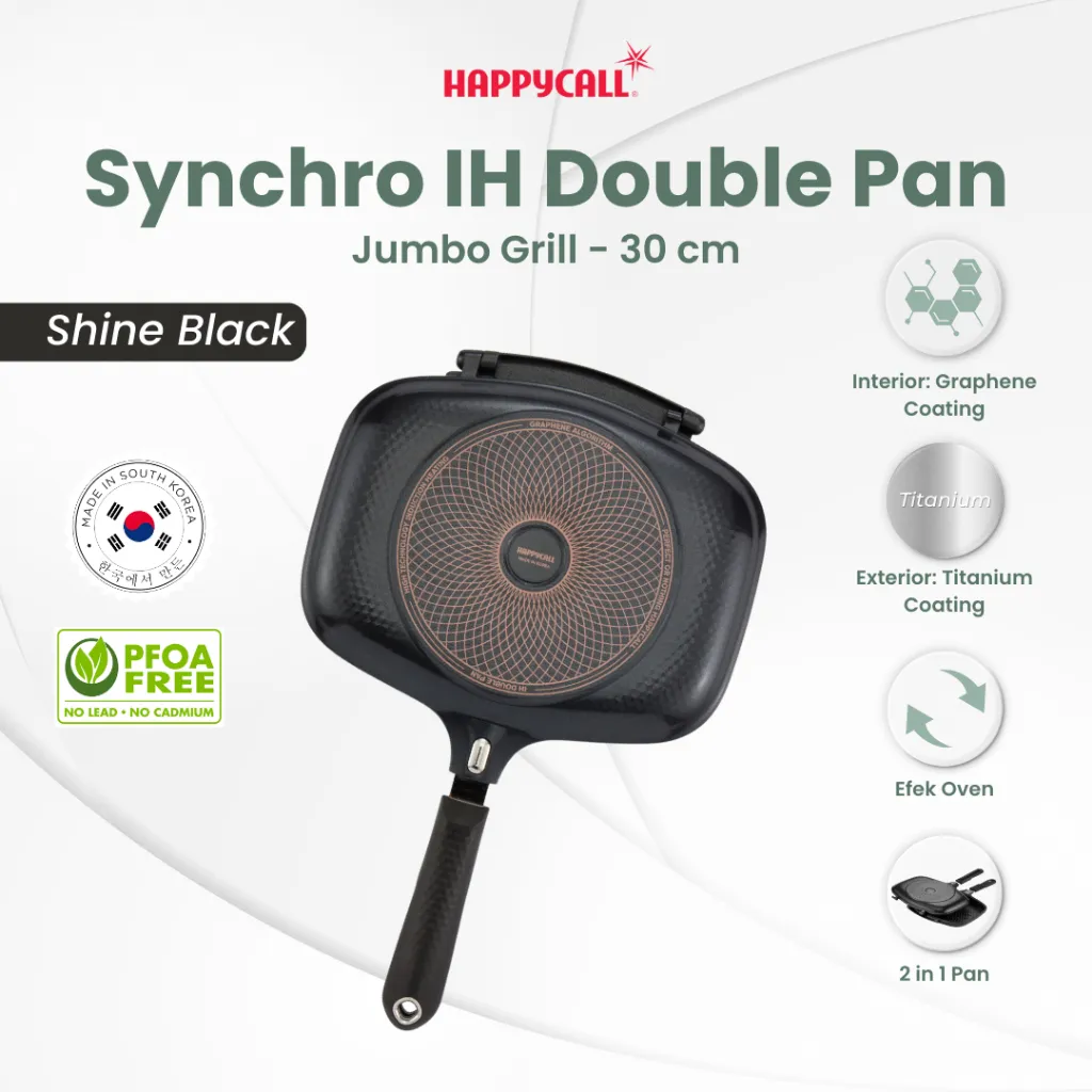 Happycall Synchro Double Pan IH Jumbo Grill 30 cm - Alat Panggang dua sisi