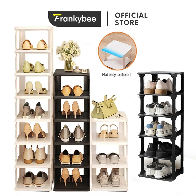 Frankybee Rak Sepatu Susun Tertutup Rak Sepatu Aesthetic Susun Plastik Rak Sepatu Minimalis Rak Sepatu  Rak Sepatu Multifungsi