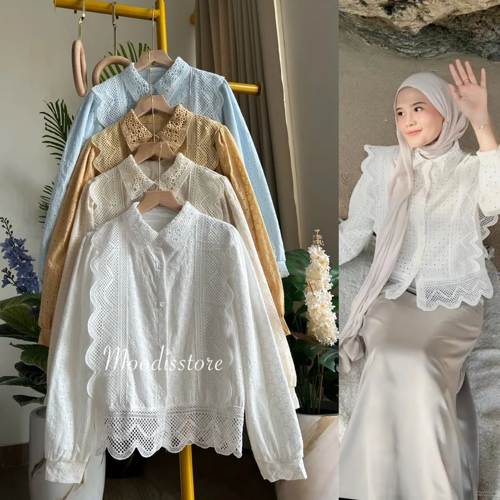 Moodis - Kyeoptta Embroidery Top Atasan katun Bordir