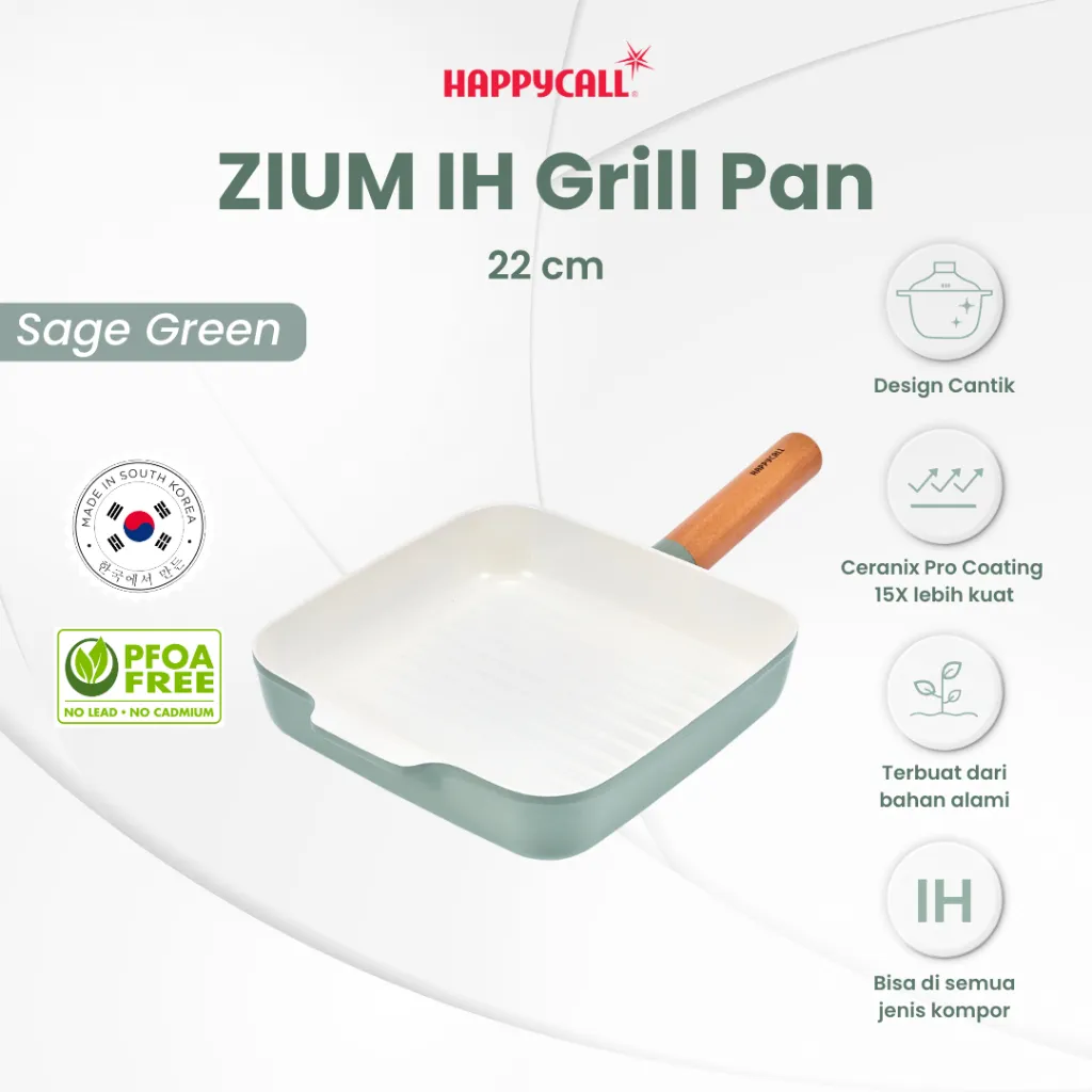 Happycall Zium IH Grill Pan 22 cm - Alat Pemanggang 22 cm