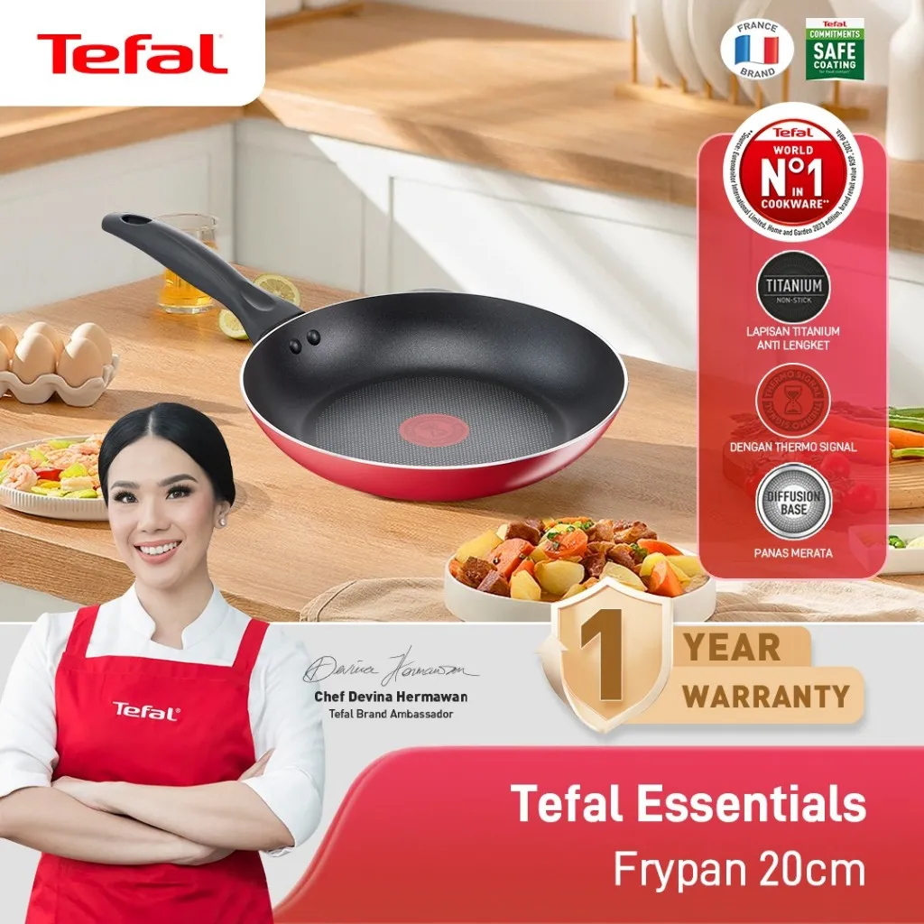 Tefal Essentials Frypan 20cm Panci Wajan Anti Lengket