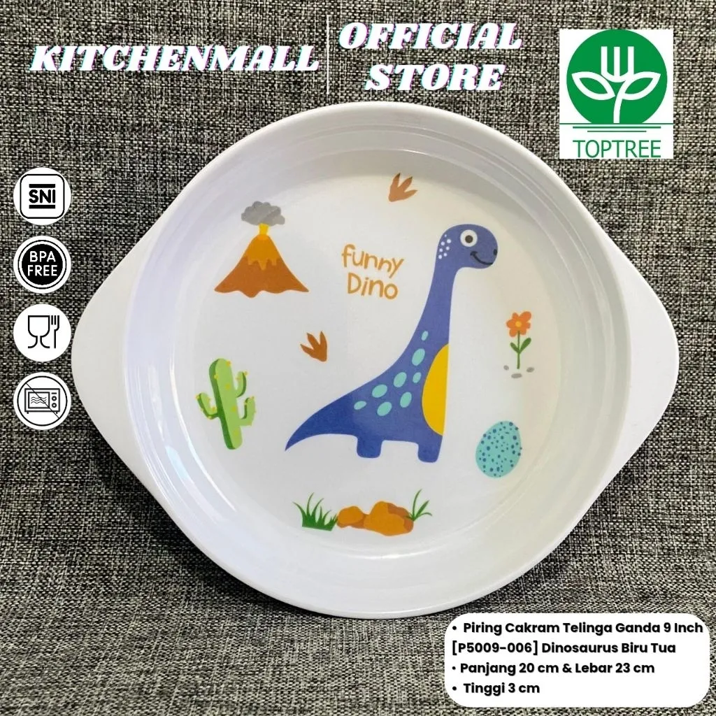 TOPTREE Piring Makan Anak Melamin 9 Inch Motif - Type P5009