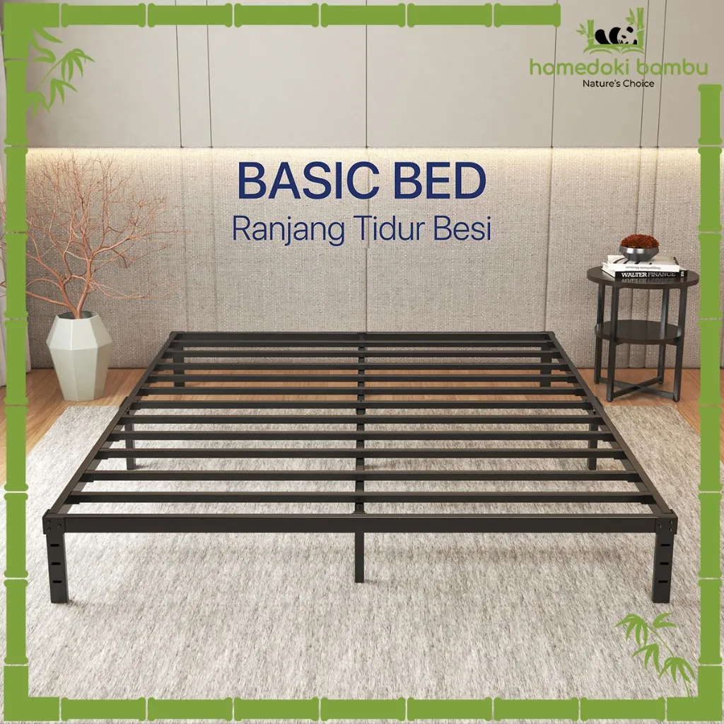 Homedoki Bambu - Basicbed / Dipan Tempat Tidur / Yelena Ranjang Tidur / Divan Dipan Tempat Tidur / Kai Ranjang Besi Industrial Bed In a Box