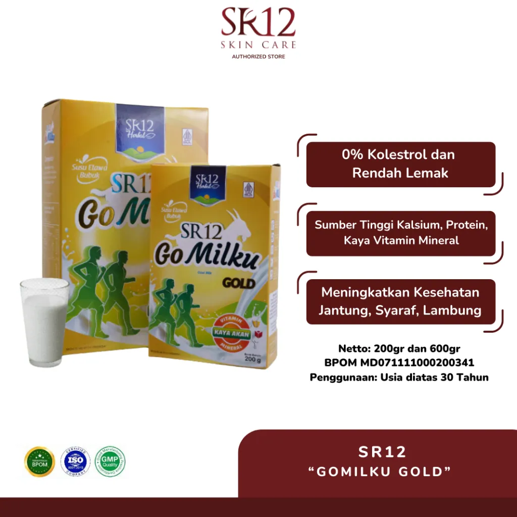 SR12 Gomilku Gold Susu Kambing Etawa Rendah Lemak Tinggi Kalsium Bebas Gula 200 dan 600gr
