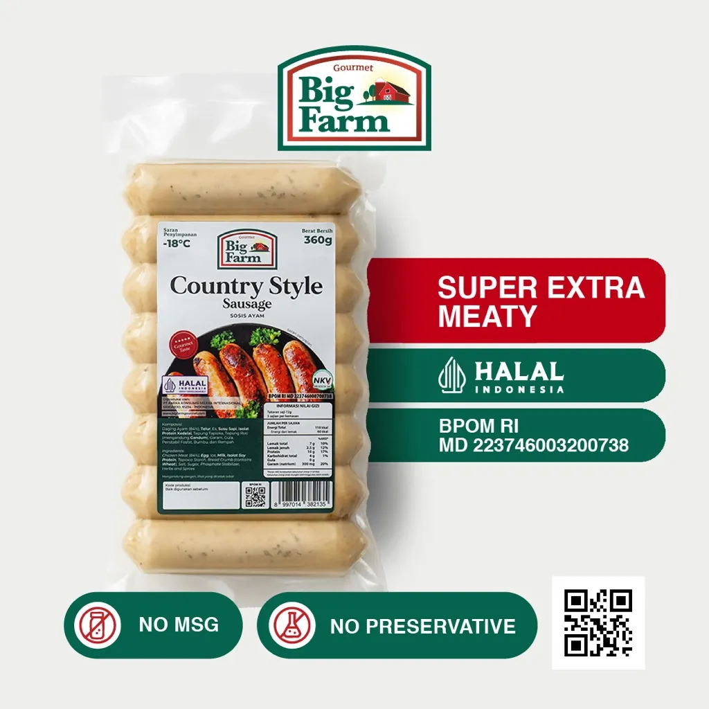 Big Farm Country Style Sausage Chicken 360gr (10 pcs) - Sosis Ayam