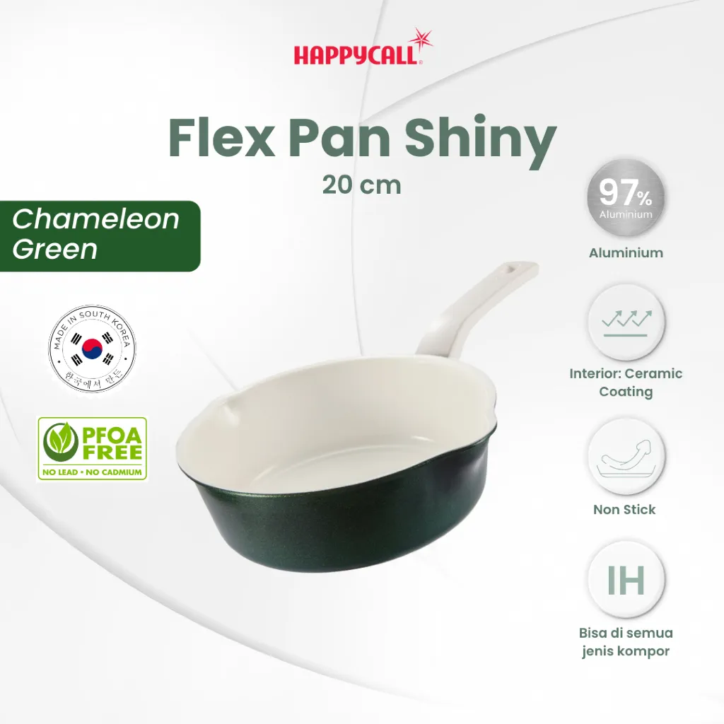 Happycall IH Flex Pan Shiny Chameleon Green 20 CM - Panci Anti Lengket Multifungsi Ceramic Coating