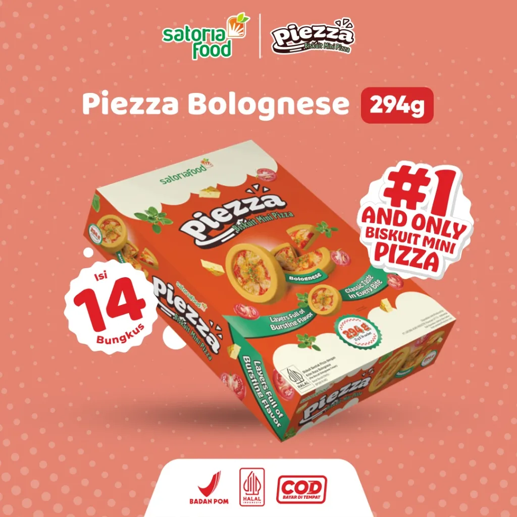 [SPECIAL PAYDAY] SatoriaFood - Piezza Biskuit Mini Pizza 294gr isi 14 Bungkus Rasa Bolognese Beef Pepperoni Truffle Mushroom | Snack Cemilan Pie Halal