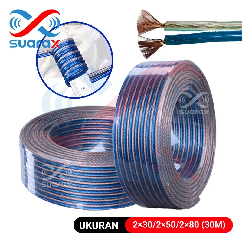 Kabel Monster Transparan Serabut 2x30/2x50/2x80 30M 0.12 Full/100Yard utk Audio Listrik Ready Stock