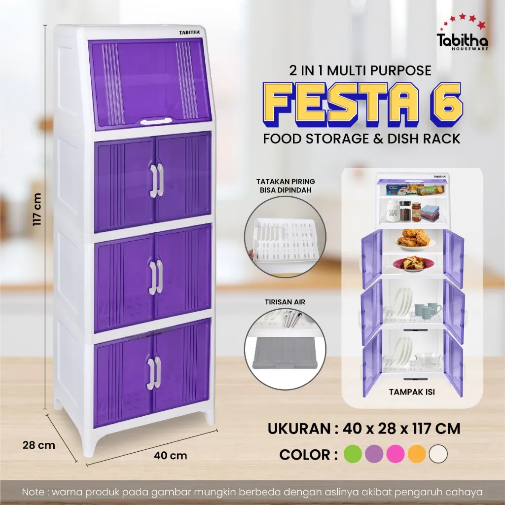Tabitha Lemari Piring Festa 2 in 1 Food Storage Food Cabinet Transparan Lemari Makanan Anti Lalat