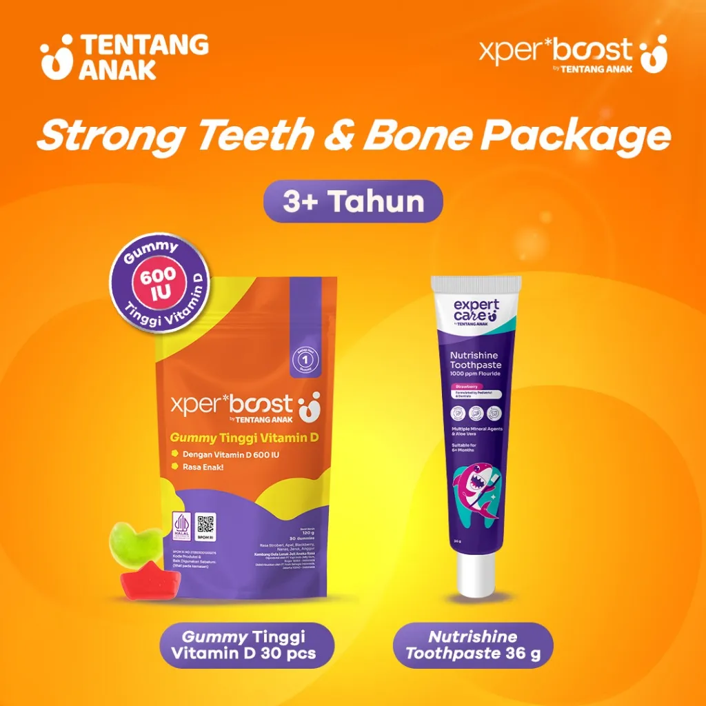 Paket Bundling - Expert Boost Gummy Vitamin D 600IU 30pcs @1pouch + Expert Care Nutrishine Toothpaste 36g