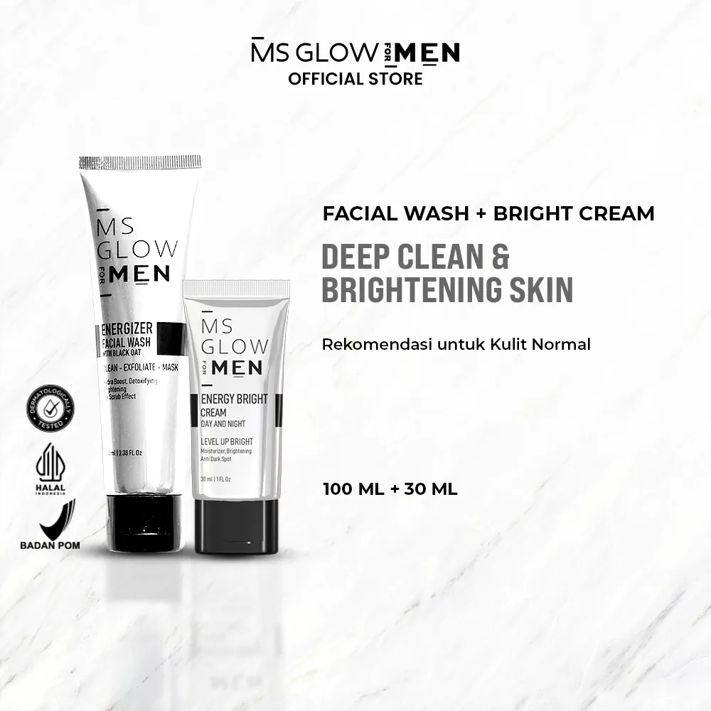 MS Glow For Men - Energizer Facial Wash - 100 ml + Energy Bright Cream - 30 ml