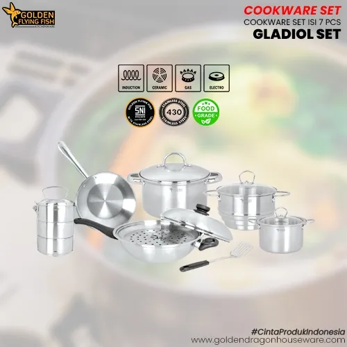 Arwana Houseware Panci Set Stainless Gladiol - Golden Flying Fish