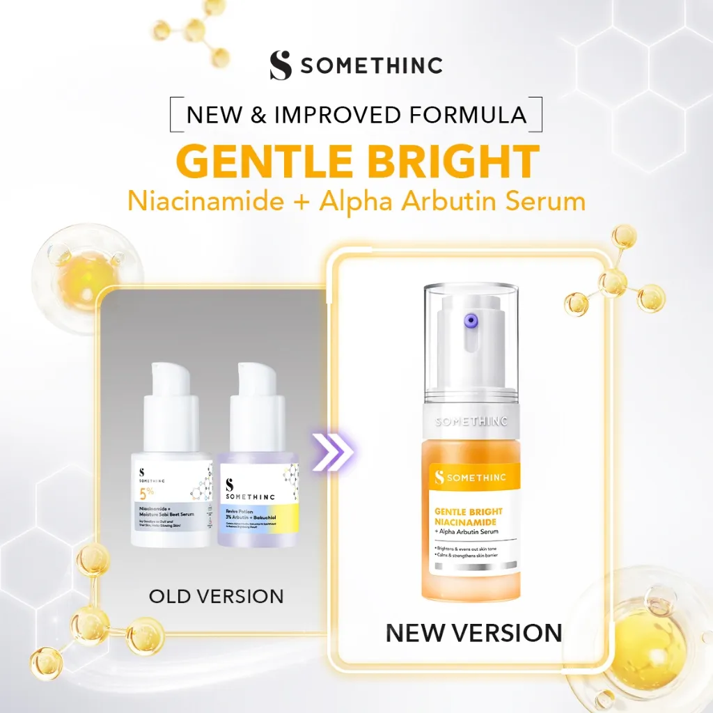 [BARU!] SOMETHINC Gentle Bright Niacinamide + Alpha Arbutin Serum - Pencerah Wajah Untuk Semua Jenis Kulit | Memperkuat Skin Barrier, Meratakan Warna Kulit, dan Memudarkan Noda Gelap & Memudarkan Pori Pori, Serum untuk Kulit Sensitif