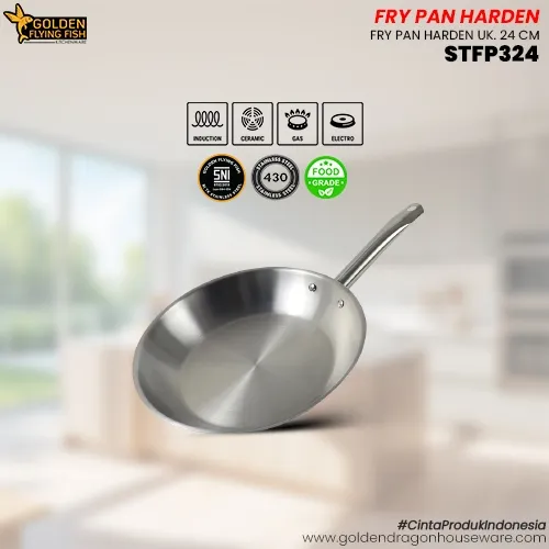 Arwana Houseware Fry Pan Harden Stainless Steel 24cm STFP324 - Golden Flying Fish
