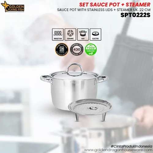 Sauce Pot SPT0222S With Steamer - Golden Flying Fish