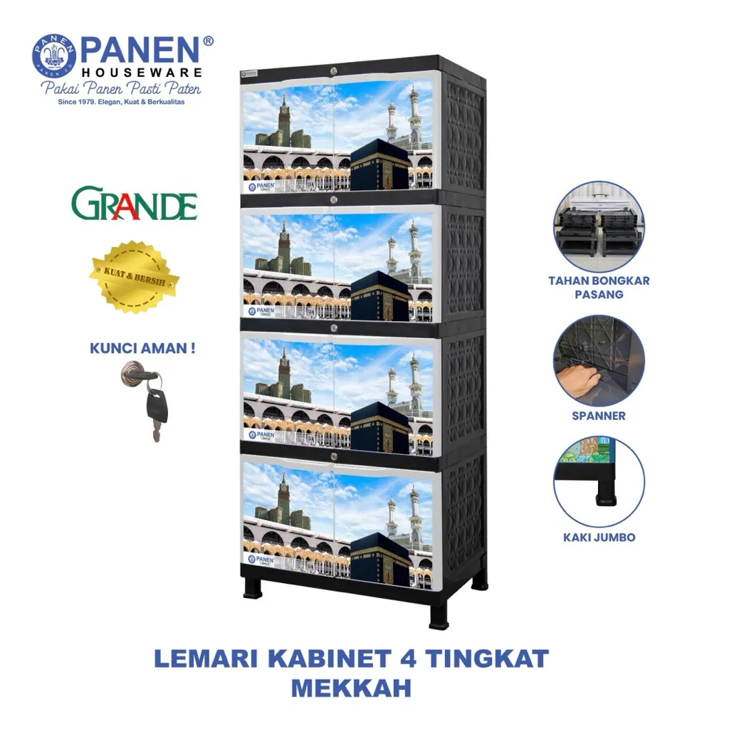Panen Lemari Kabinet Grande 4 Tingkat 8 Pintu Mekkah / Lemari Plastik Pakaian Penyimpanan Jumbo