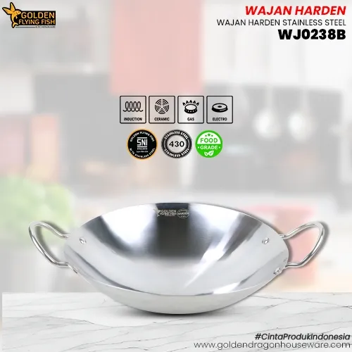 Arwana Houseware Wajan Harden Stainless Steel WJ0238Harden - Golden Flying Fish