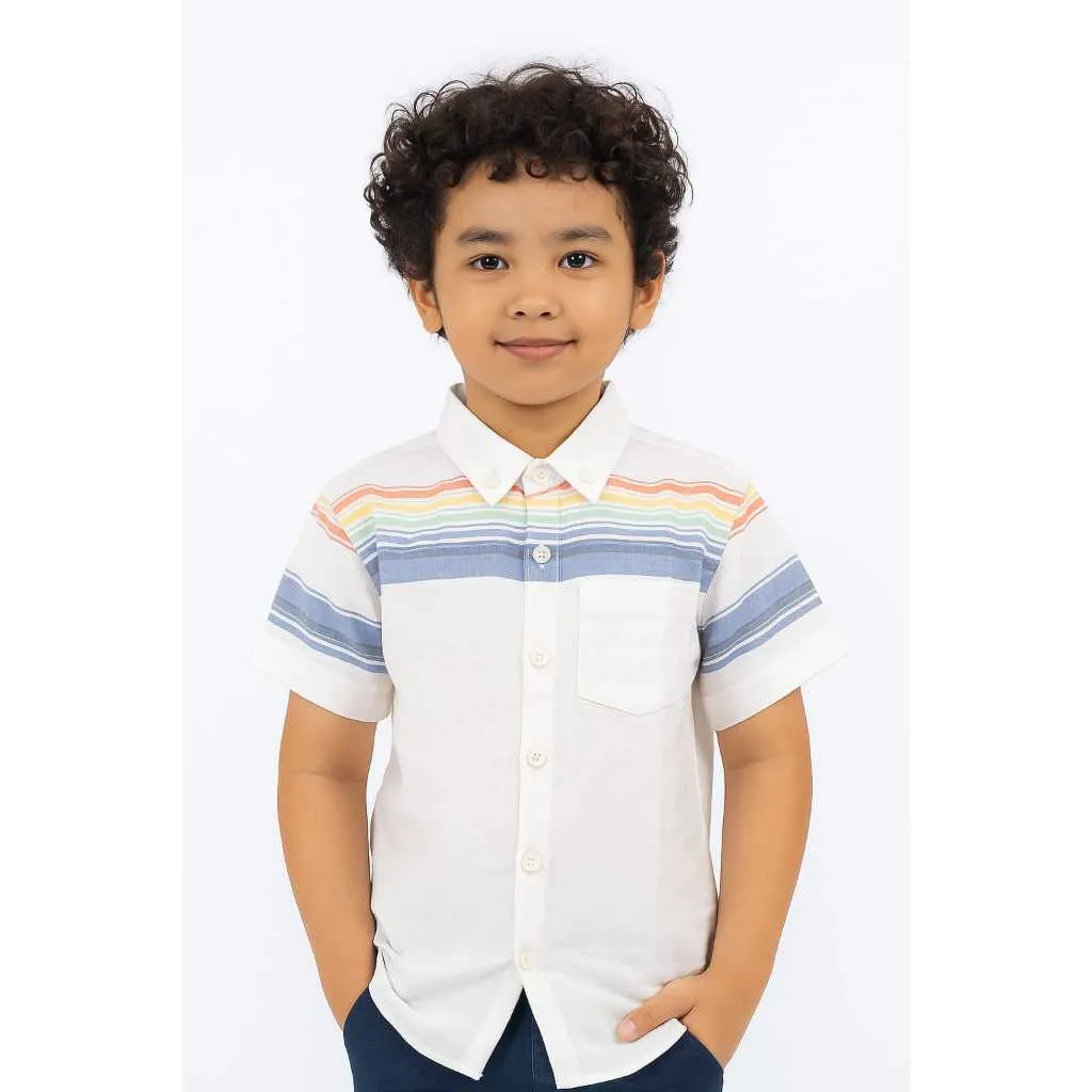 KIDTINK - Davin Shirt Kemeja Anak Laki Laki Lengan Pendek Motif - Kemeja Fashion Anak Laki