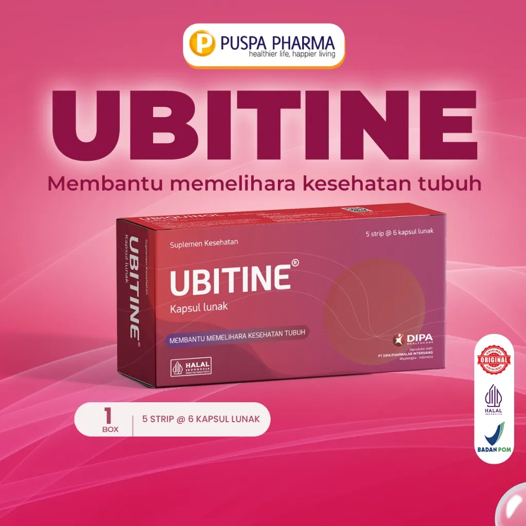 Ubitine - Membantu memelilhara kesehatan tubuh - CoEnzym Q10 (Ubiquinol) - 30 Capsule/Box