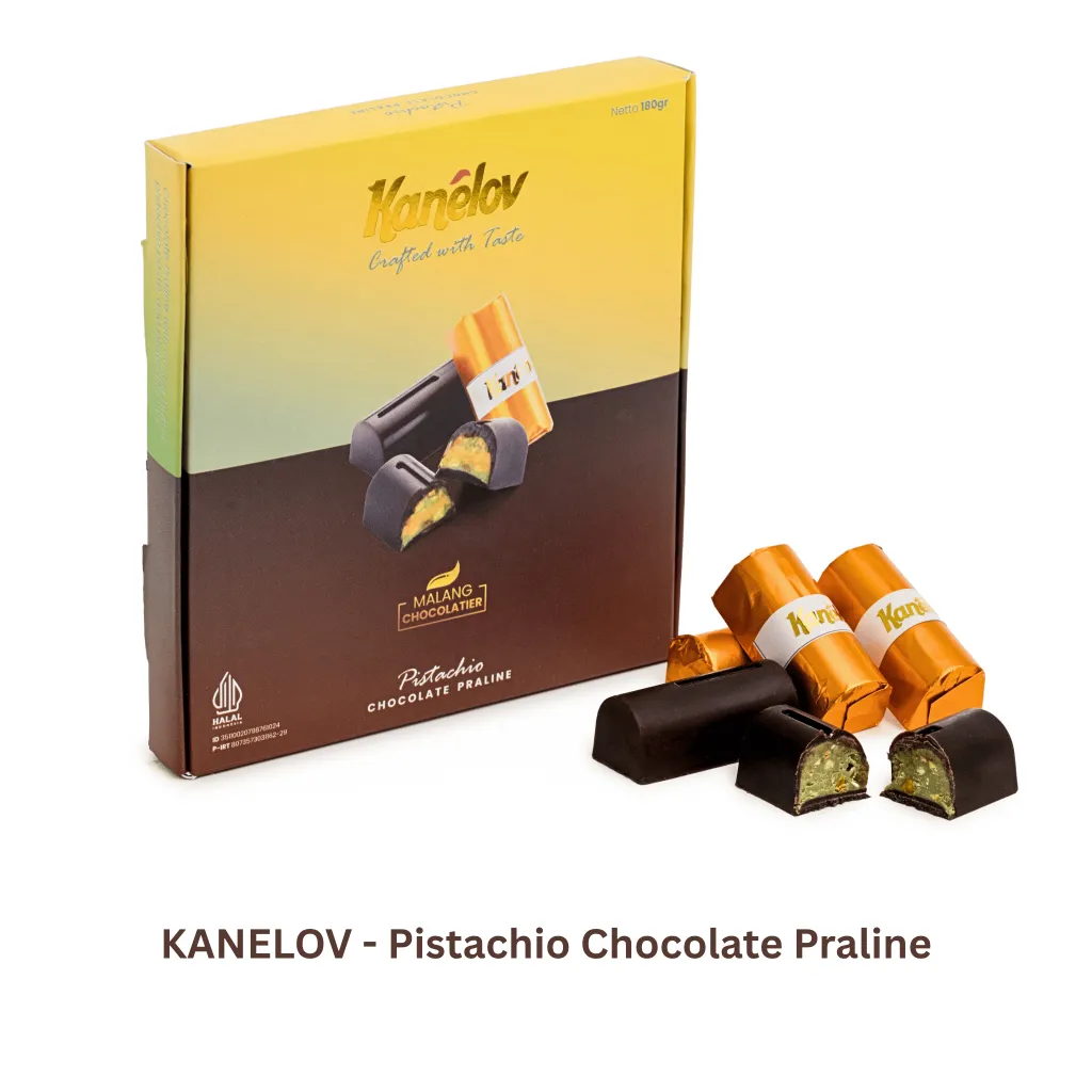 Chocolate Praline Pistachio  -  Cokelat Praline isi Pistachio - Cokelat Kanelov - Chocolate Premium Cocoa Butter - Artisan Chocolate (180gr)