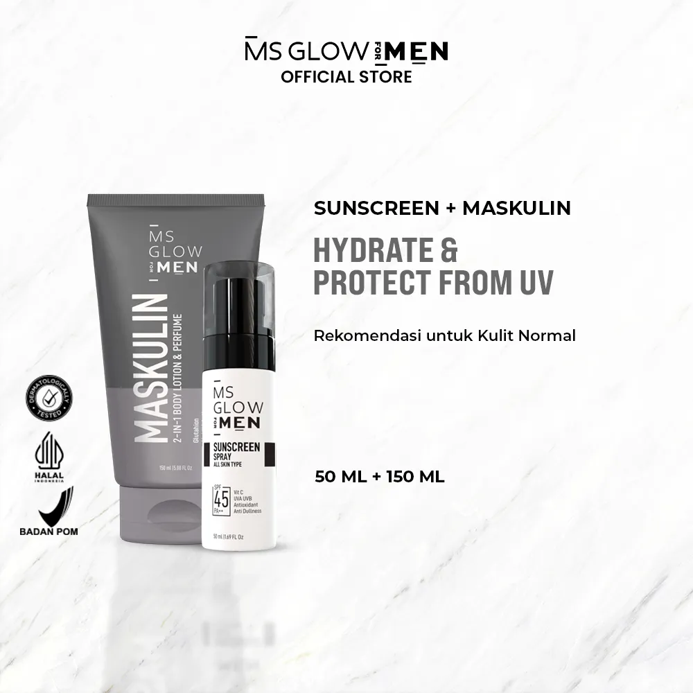 MS Glow For Men - Sunscreen Spray - 50 ml + Maskulin - 150 ml