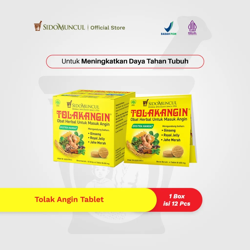 Tolak Angin Tablet 1 Box isi 12 Pcs Masuk Angin Perut Kembung Lega Nafas