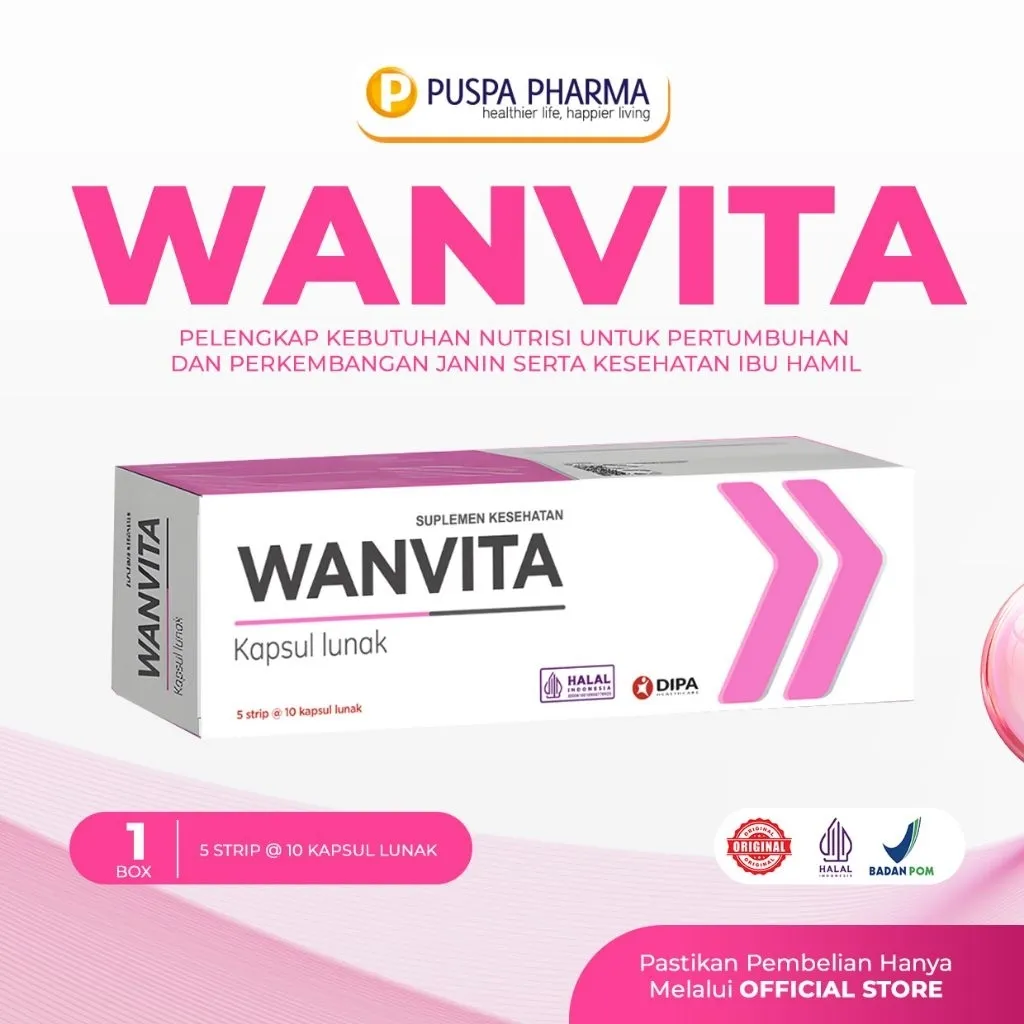 WANVITA - Suplemen Kesehatan Ibu Hamil - Vitamin & Mineral - Isi 50 Kapsul/Box - BPOM & Halal - Nutrisi Penting untuk Pertumbuhan Janin