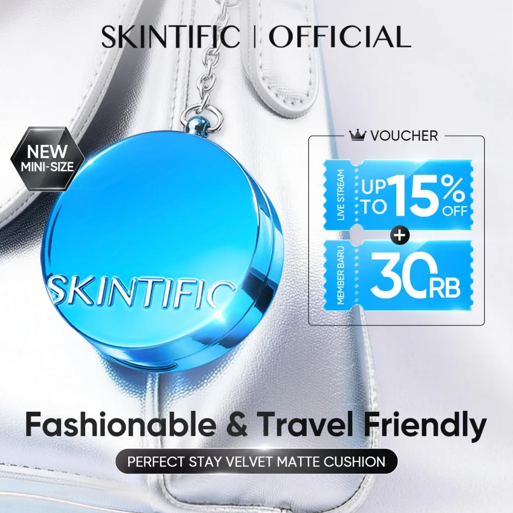 [NEW LAUNCH!]SKINTIFIC -Mini Size Perfect Stay Velvet Matte Cushion 4g |Travel Friendly Matte Finish Cocok untuk Kulit Berminyak Berjerawat & Semua Foundation Compact skin tint bedak padat Oil-Control Poreless Flawless BB Cream Makeup