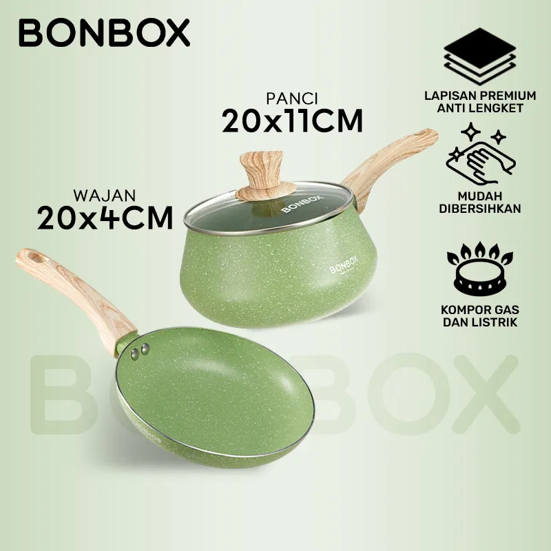 Panci Susu Leher Sempit BONBOX 16cm - Desain ANTI TUMPAH, Lapisan LFGB/FDA Tahan 100.000 Gosok (5x Lebih Kuat), Tutup Kaca BOROSILICATE, Hanya untuk Gas/Keramik - BKE41201