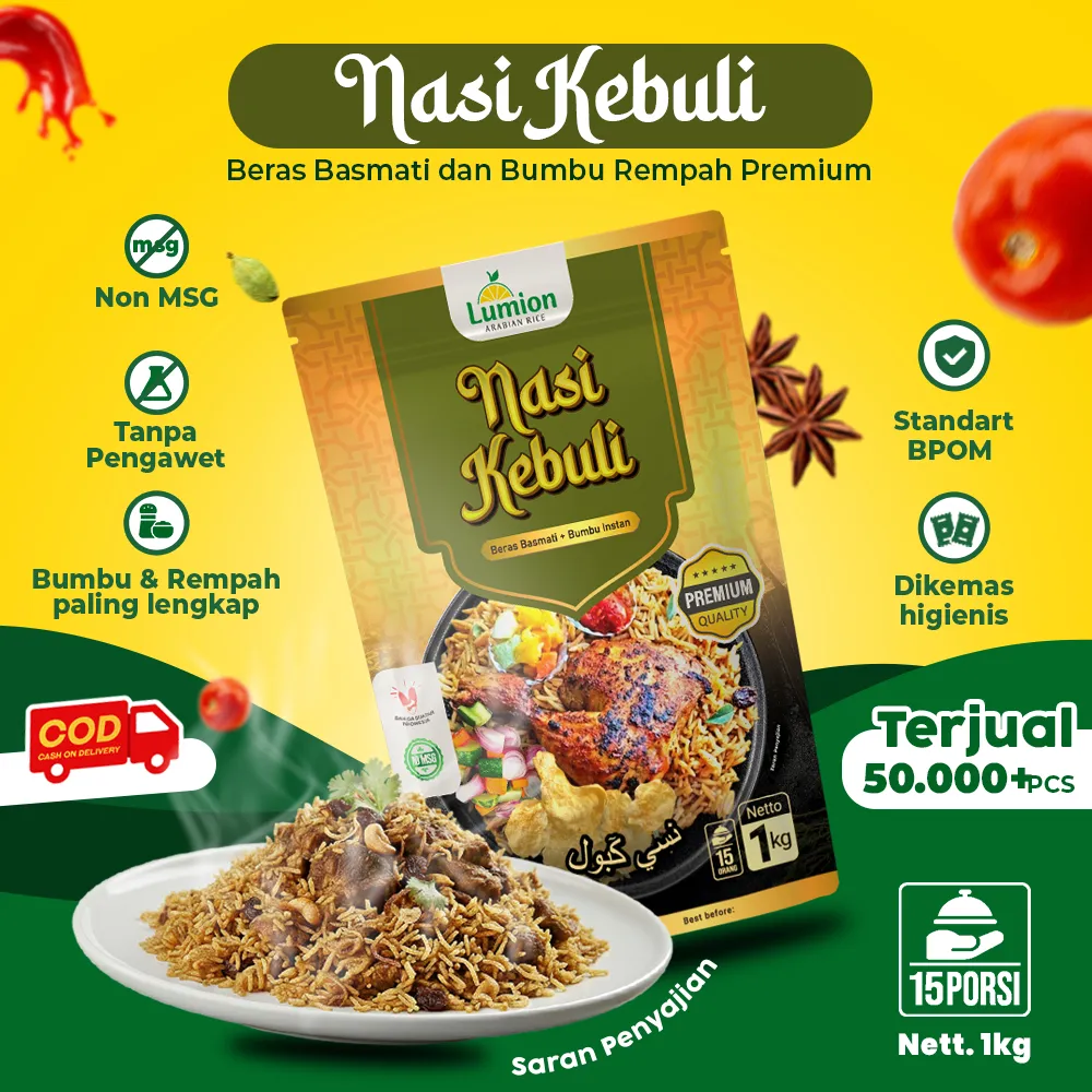 #2 Lumion Beras Basmati Bumbu Instan Komplit Nasi Kebuli Biryani Mandhee Kebuli Kabsyah Beras India Timur Tengah