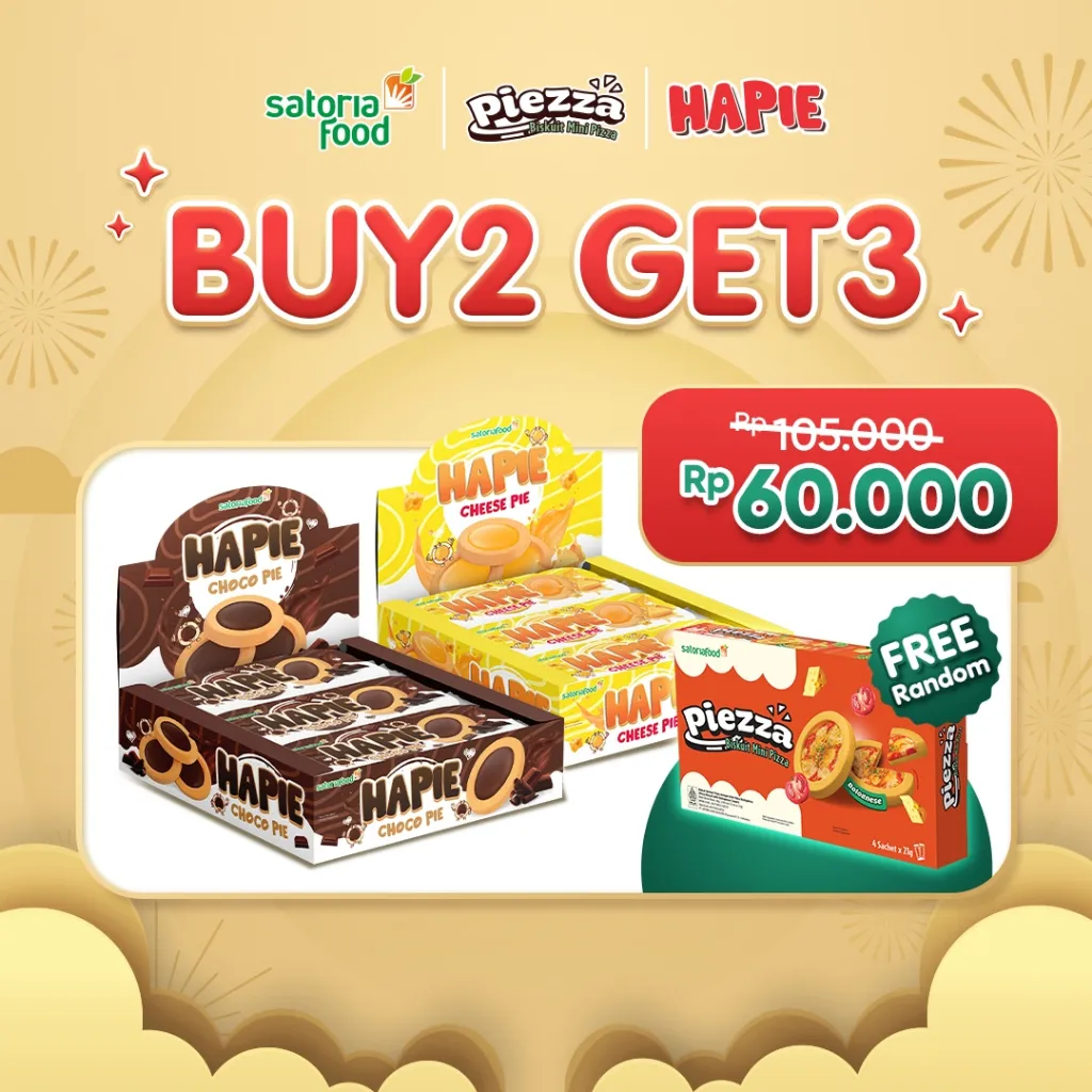 SatoriaFood - [BUY 2 GET 3] Snack Richwell Hapie Bundle Set Chocolate + Cheese 252g GET FREE Piezza 84g | Cemilan Pie Biscuit Kukis Rasa Cokelat Keju