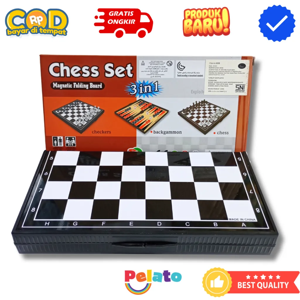 PELATO Catur Magnet 3 IN 1 Lengkap Bisa 3 Permainan Berbeda CHESS SET (LJ1012)