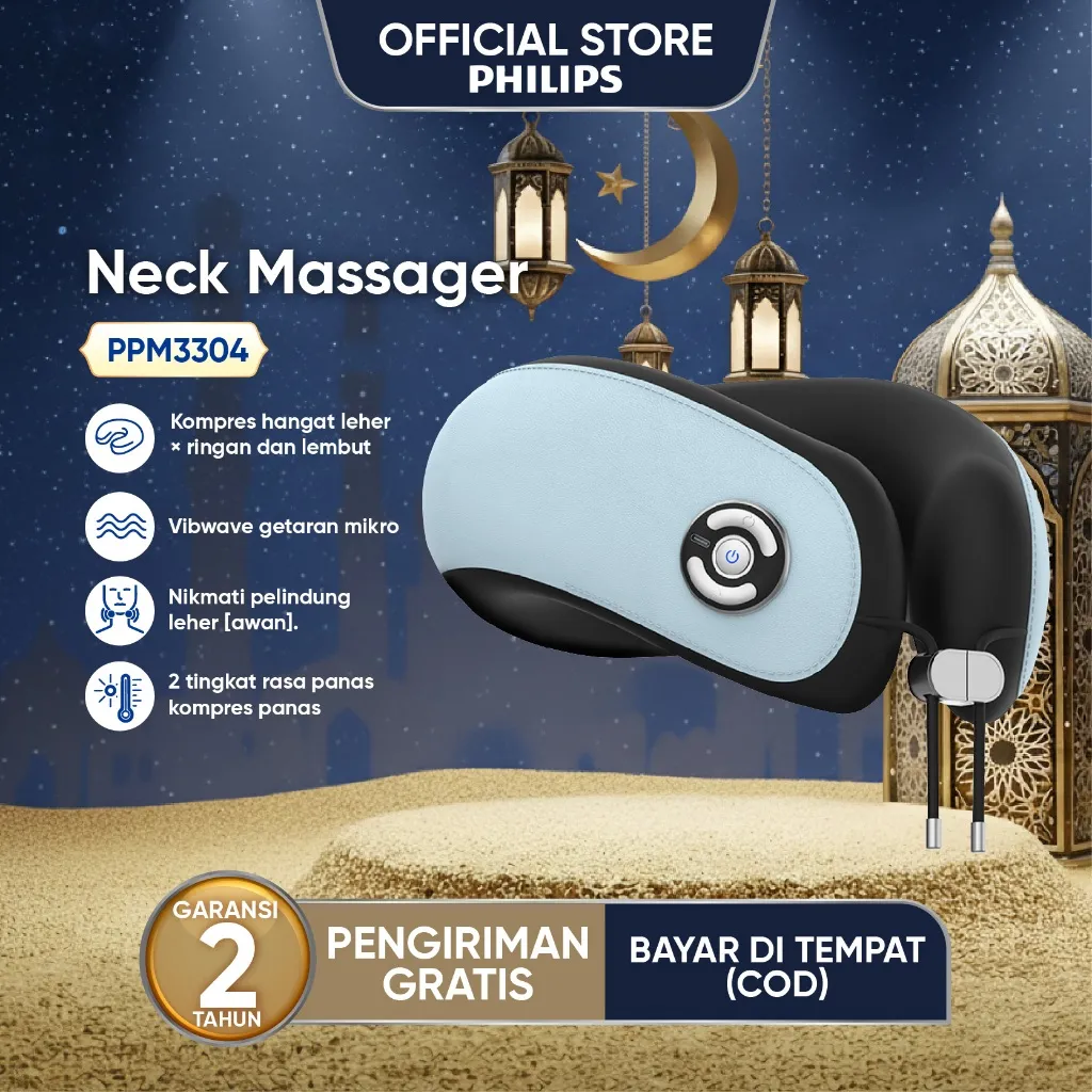 Philips Massager PPM3304 Pijat Leher Punggung 42° warm massage Adjustable looseness