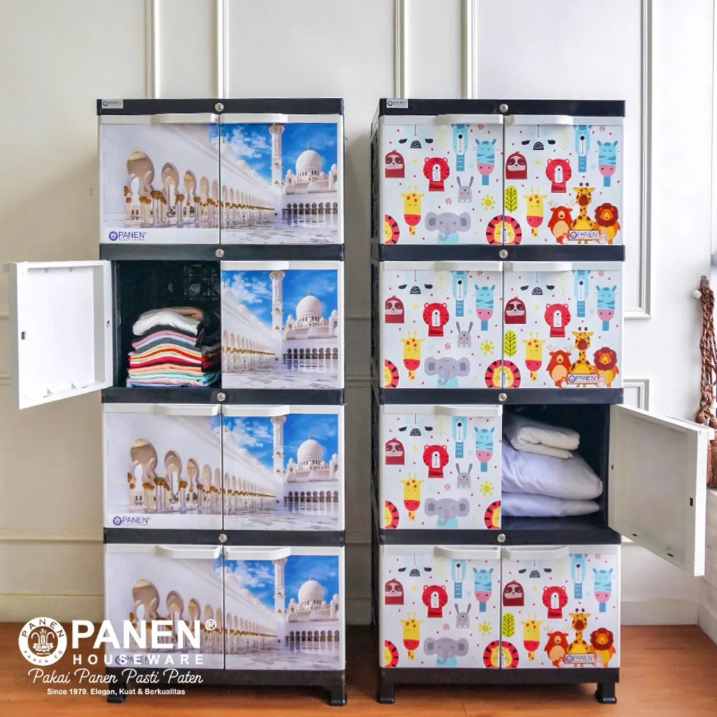 INSTANT Panen Lemari Kabinet Jumbo 4 Tingkat 8 Pintu Lemari Anak Plastik Penyimpanan Baju
