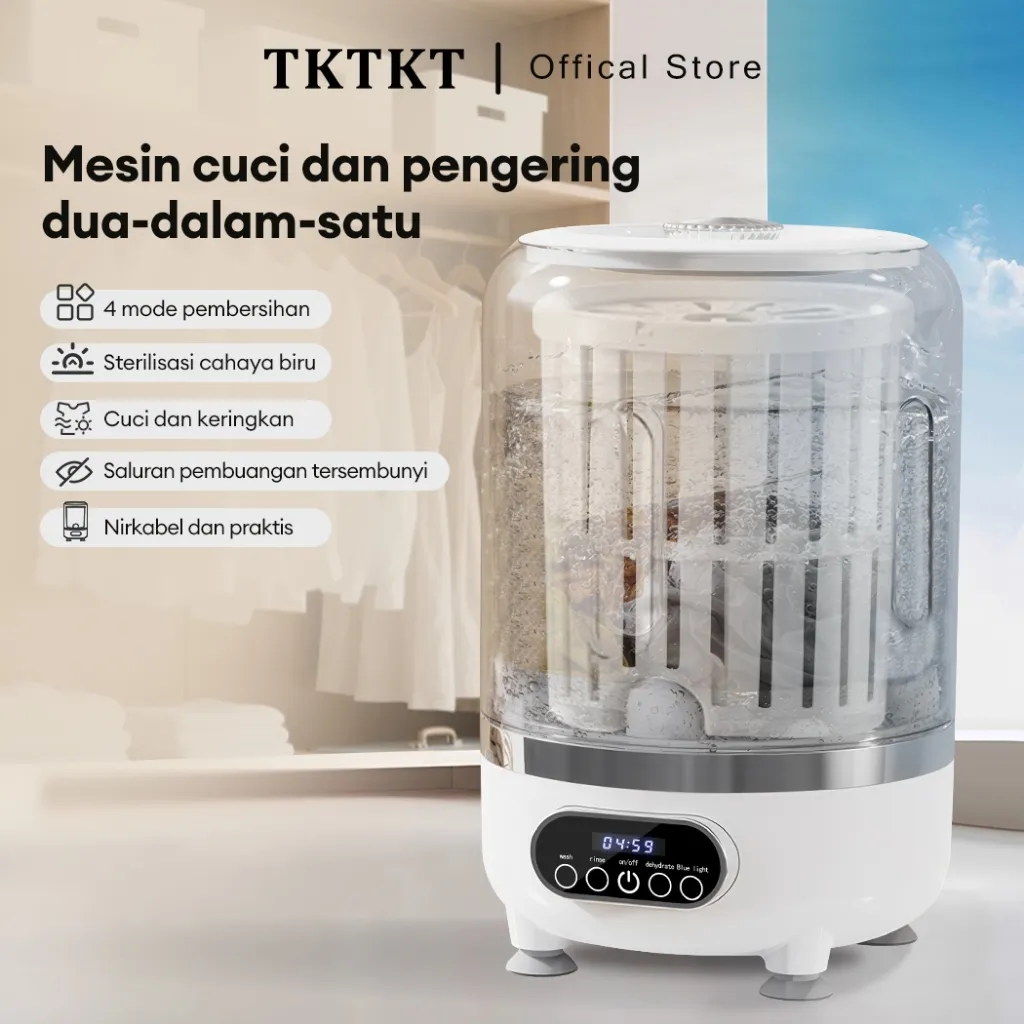 TKTKT 2 in 1mesin cuci mini 3ML Empat mode Clothes Dryer Sterilisasi Spin Dryer mesin cuci portable Automatic spin-drying washing machine