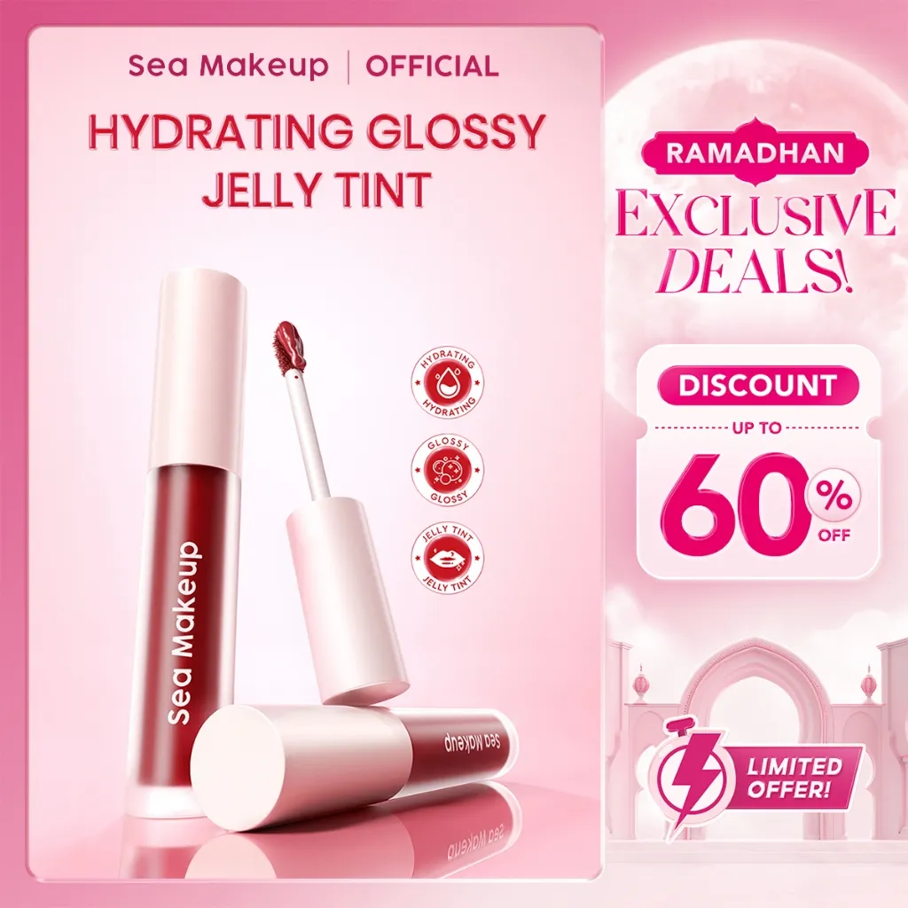 Sea Makeup Slick Cover Jelly Tint – Liptint Tahan Lama dengan Finishing Glossy, Melembapkan Lip & Bibir dengan Peptide Complex, Hyaluronic Acid & Honey Extract