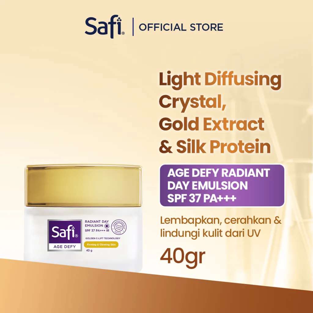 Safi Age Defy Anti Aging Radiant Day Emulsion Cream SPF 37 PA+++ 40gr - Pelembab Wajah Anti Penuaan dan Mencerahkan Wajah