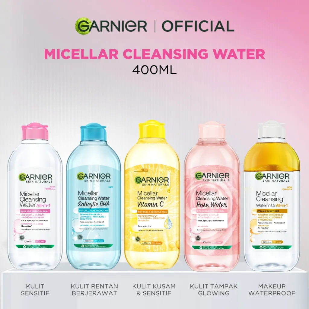 [BEST SELLER] Garnier Micellar Water dan Paket Skincare Komplit - Micellar Water 400ml x2 + Day Night Cream + Serum + Sunscreen Moisturizer Skin Care Face Wash